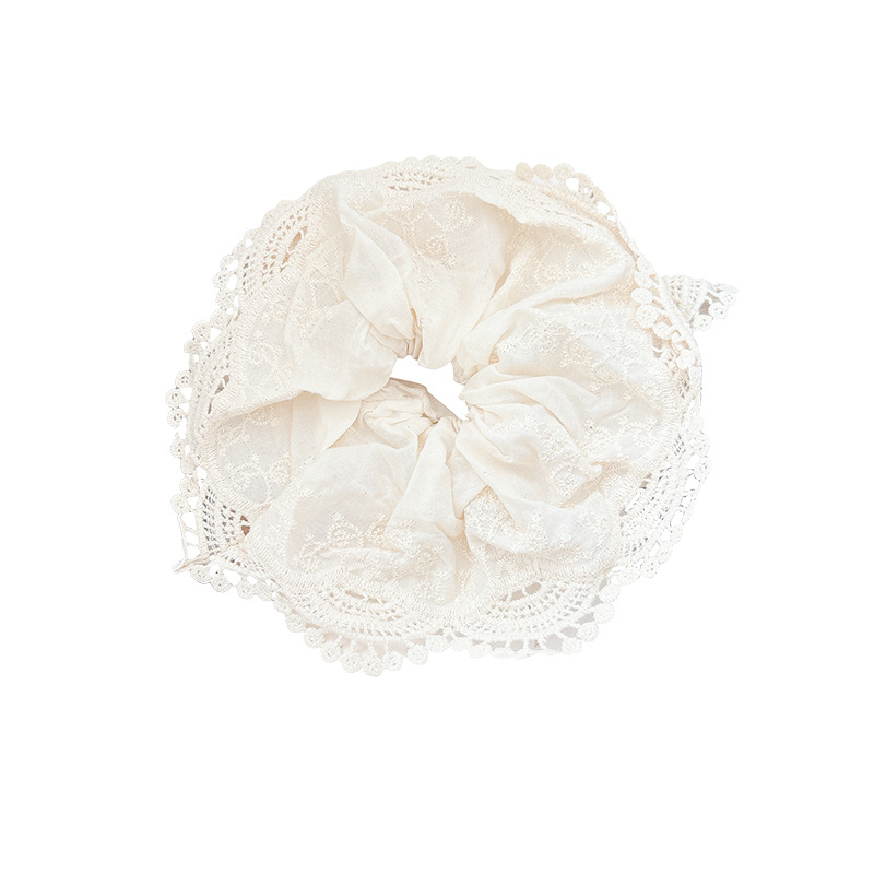 Gran tamaño de arroz blanco punto de onda de hilo de red de cabello de intestino grueso para mujeres de alto nivel de sensación de cuerda de cabello de bola de cabello de atmósfera de sensación de cabello de flores