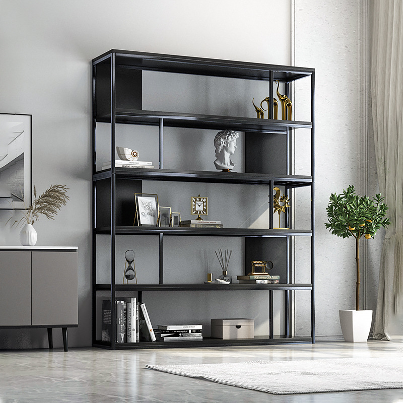 Bookshelf Floor-Standing Living Room Display Rack Iron Multi-Layer Storage Rack Storage Shelf Office Home Hand-Made Cabinet Bookcase