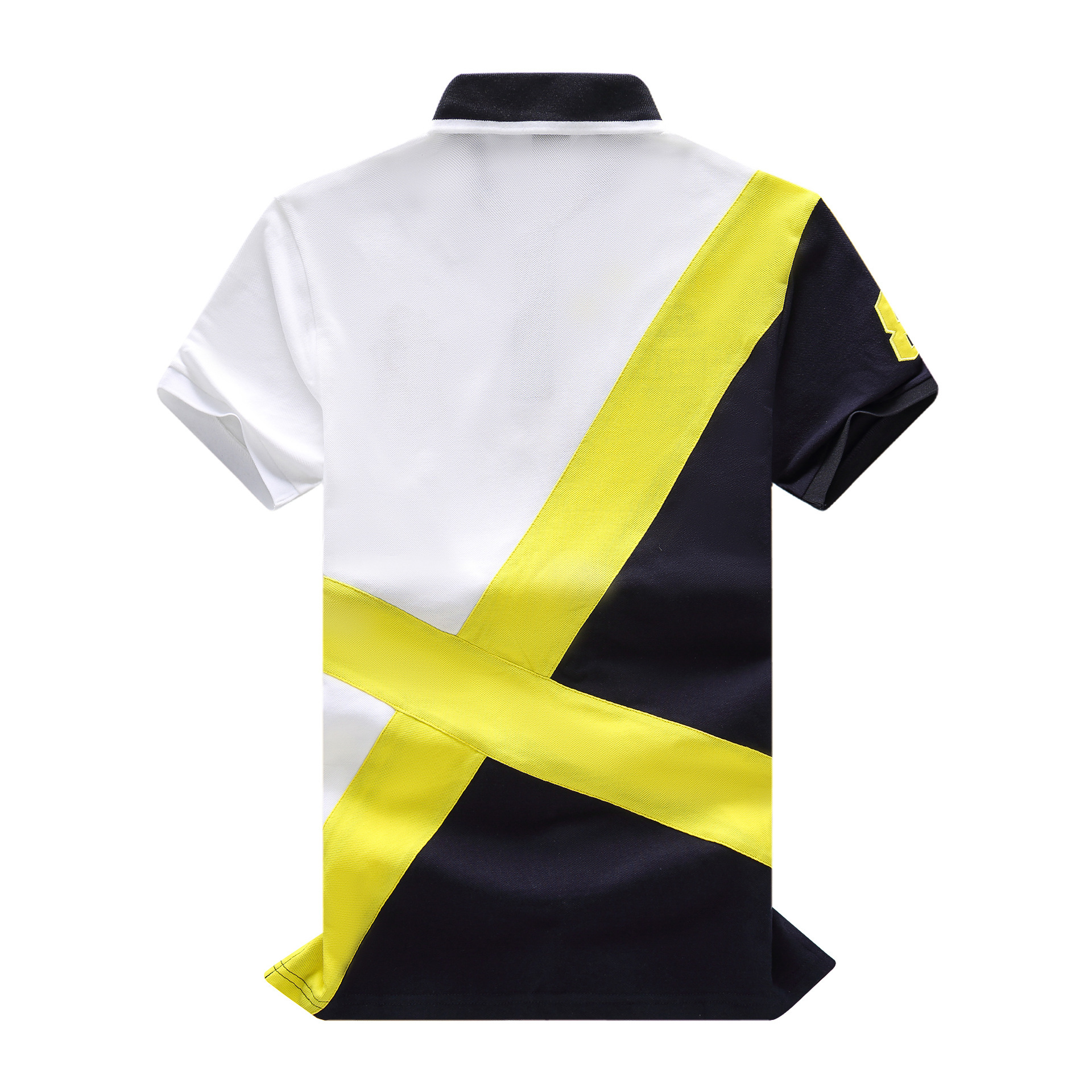 Polo uomo cotone maniche corte color-block di alta qualità_voghion.com