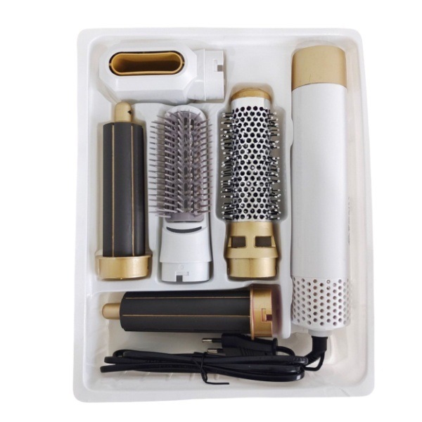 Seco de pelo multifuncional transfronterizo 5 en 1 peine caliente 5 en 1 peine de aire caliente absorción automática de cabello recto barra de cabello rizado