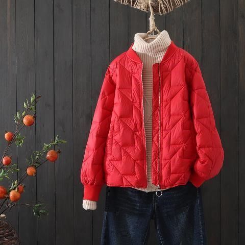 轻薄款棉衣女秋冬轻便韩版棒球服薄袄女装立领大码外套轻薄棉服女
