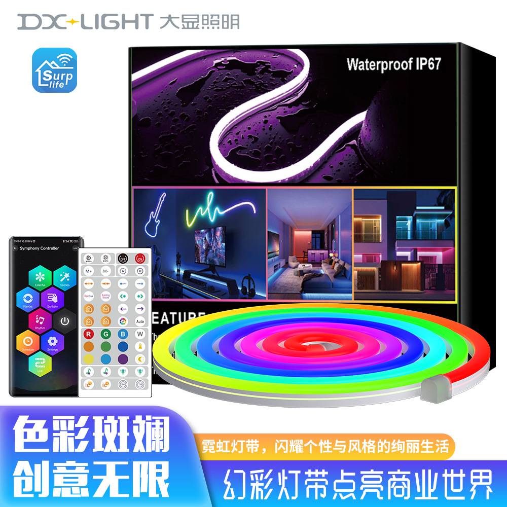 Tira de Luces LED de Neón con Música Bluetooth de 3 Metros de Amazon, Tira de Luces de Colores para Decoración DIY, Tira de Luces con 16 Millones de Colores