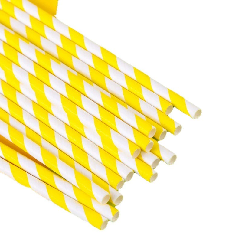 Бесплатная доставка пищевая одноразовая бумажная соломка черно-белая полоска 6 мм спот экологически чистая разлагаемая соломка диагональная полоска