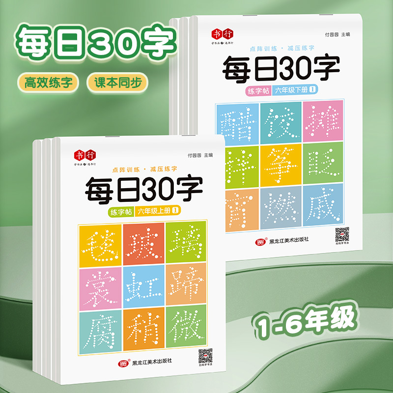 "Stress-Relief Sync Handwriting Practice Book: Daily 30 Characters for Primary School Students (Grades 1-6) Chinese Characters Grid Tracing and Red Repetition Practice"