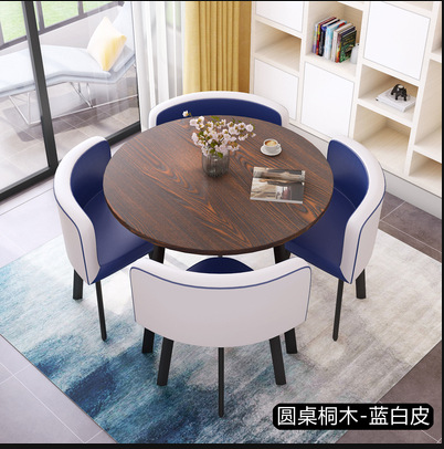 Simple Recepción y negociación pequeña mesa redonda mesa de recepción negociación reunión mesa de invitados y silla traje Oficina área de descanso mesa y silla combinación