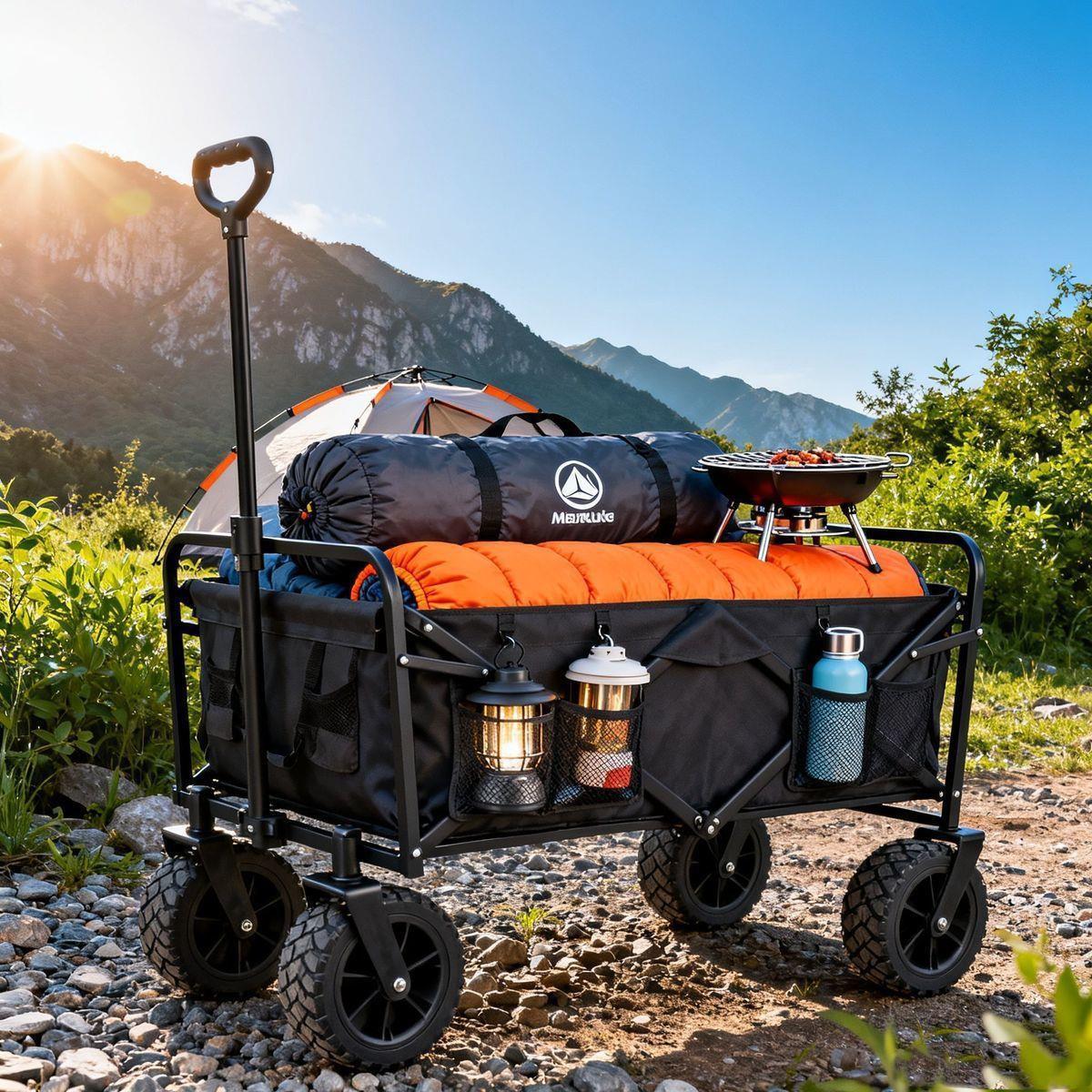 Carro de campamento plegable al aire libre Carro de campamento picnic Carro de campamento reclinable extra grande Carro de campamento de barra de mano Carro de cabina