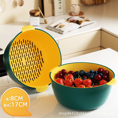 雙耳瀝水籃家用廚房水果盆客廳水果盤洗菜籃子雙層洗菜盆批發