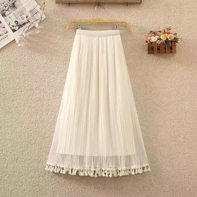 Thin fringed stylish versatile petticoat for wearing under a cheongsam, pleated skirt, seamless elastic lace half-skirt, new base layer
