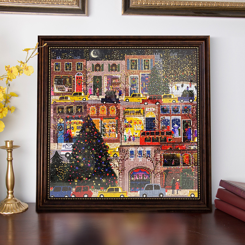 Puzzle frame wholesale American Vintage Shelf Wall diy picture frame framed gift Galison Christmas winter lamp puzzle
