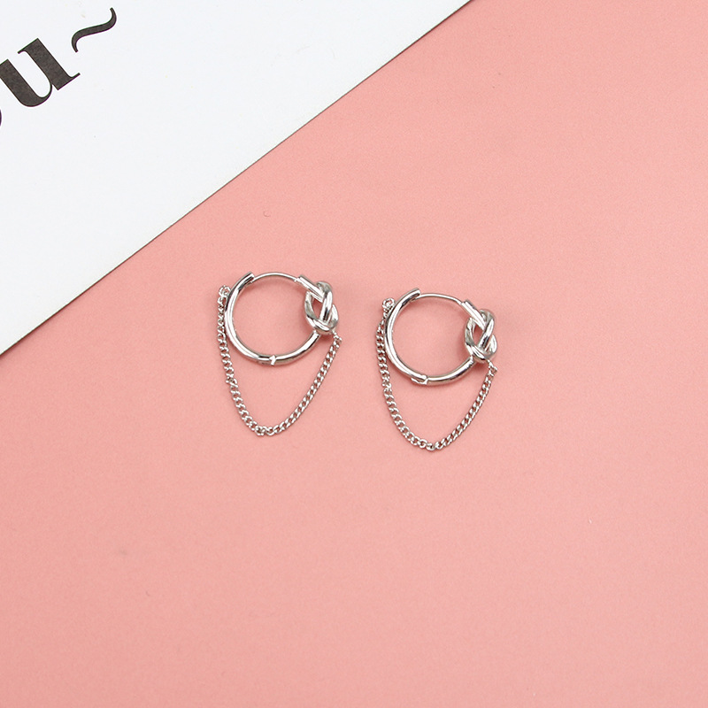 Nova zanka za uho z vozli, preprost stil internetnih zvezdnikov, kul in vsestranski okrogli verižni uhan, ženski_voghion.com