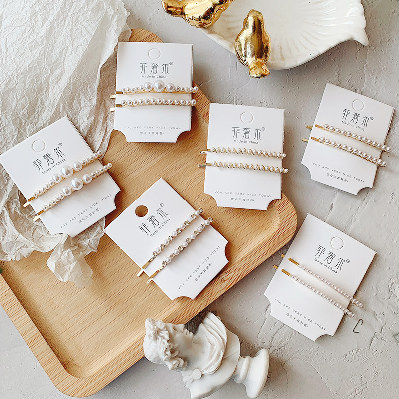 新款韩版珍珠发夹侧边小刘海夹一字夹边夹气质简约发卡对夹批发