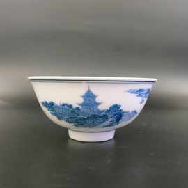 M204湖南醴陵群力双凤老瓷器6.5英寸面碗菜碗汤碗强化瓷釉下 彩一