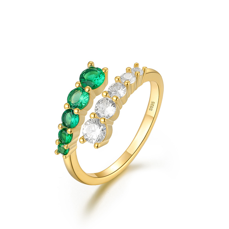 Women'S Gender Plating, Inlay Design 925 Sterling Silver Turquoise Zircon Open Ring Geometric