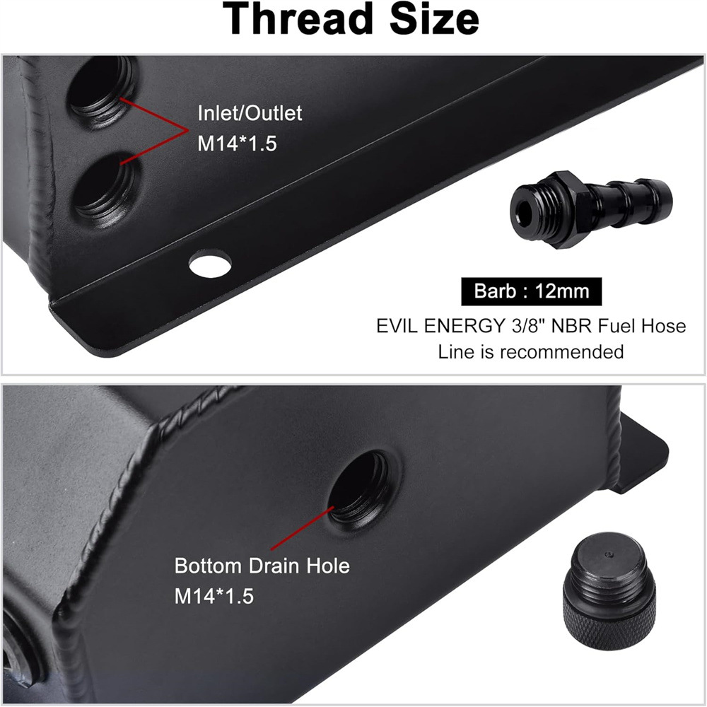 Ebay Amazon Hot Selling Car Modification Accessories Square Type Breathable Oil Pot Modification 1L 2L Fuel Tank Universal Car