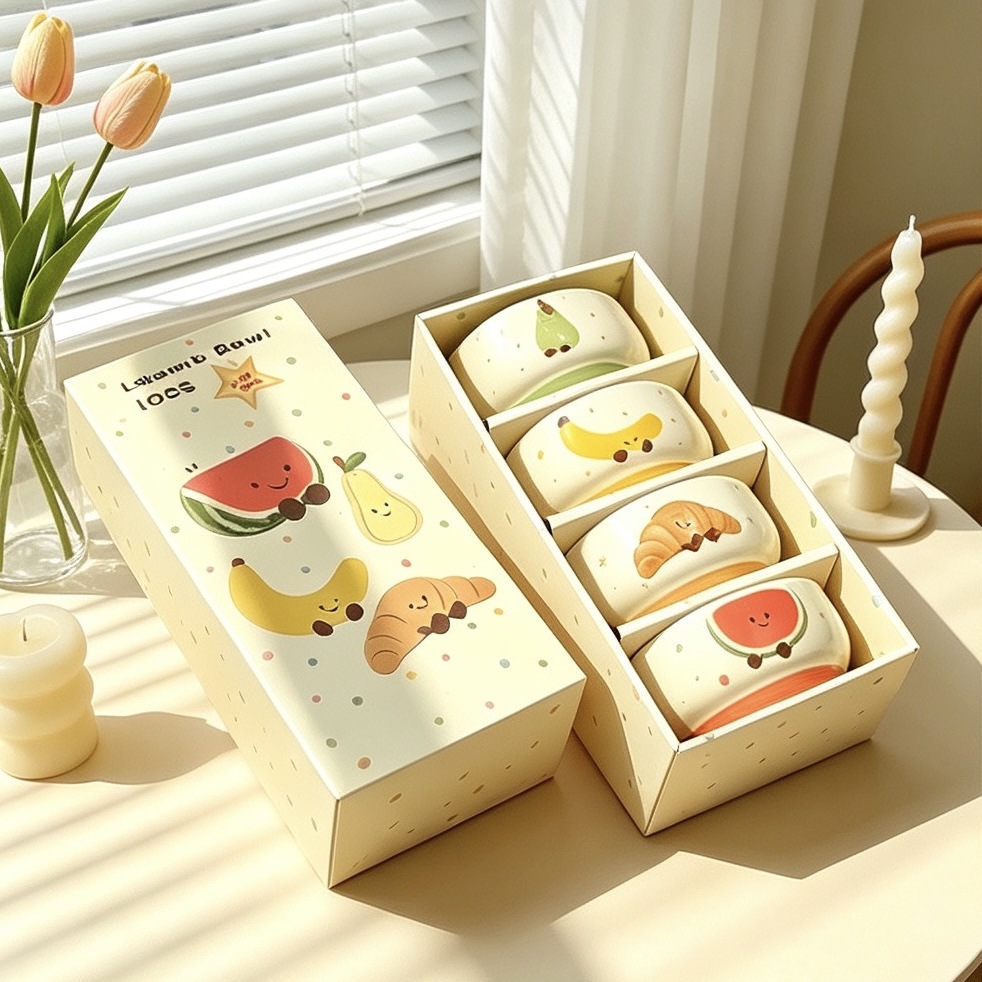 [Gift Box] Four bowls of fruit, one each