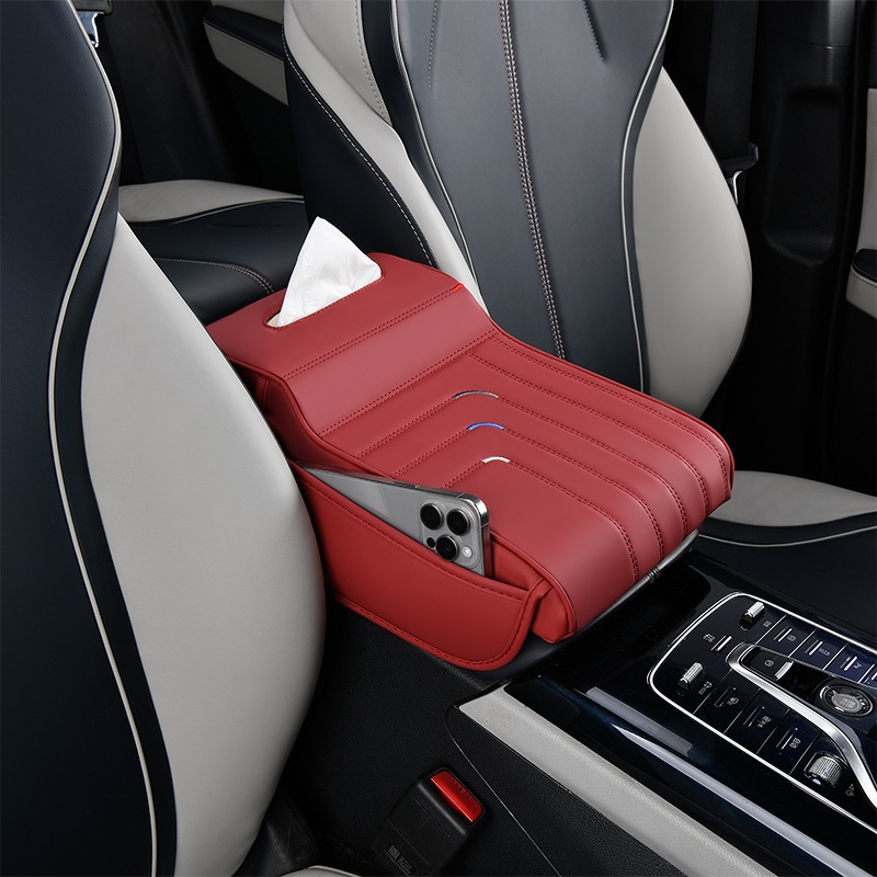 Universal Car Armrest: Universal Armrest box pad - red