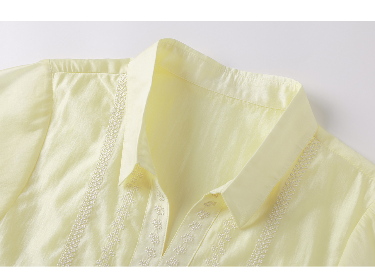 Áo sơ mi nữ tay lỡ thêu hoa tay chất liệu tencel cao cấp — màu trắng chi tiết 26