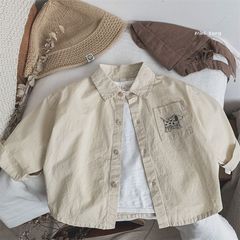 Korean Children's Cartoon Collared Long-Sleeve Shirt for Boys and Girls, Baby Fashionable Outfit, Spring and Autumn Clothing 0029A039