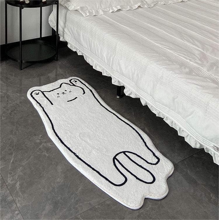 새끼 고양이 바닥 매트 카펫 침실 머리맡 ins 스타일 거실 카펫 곰 모조 캐시미어 카펫 만화 스트립