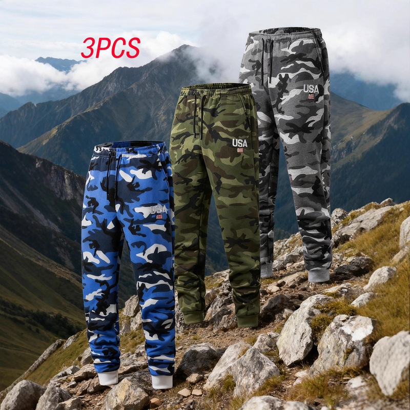 New Men's Camouflage Jogger Pants for Outdoor Sports, Soccer Training, Fitness, and Casual Wear