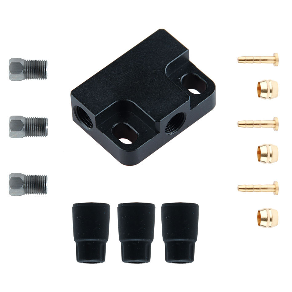 Triciclo freno hidráulico Freno de aceite de tres vías de aleación de aluminio un arrastre dos accesorios modificados tubo conector válvula de distribución de aceite