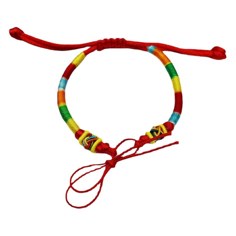 Dragon Boat Festival Colorful Rope Bracelet for Men and Women Adult Children Handmade Woven Red Rope May Festival Colorful Hand Rope