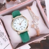 Green watch, bracelet, gift box