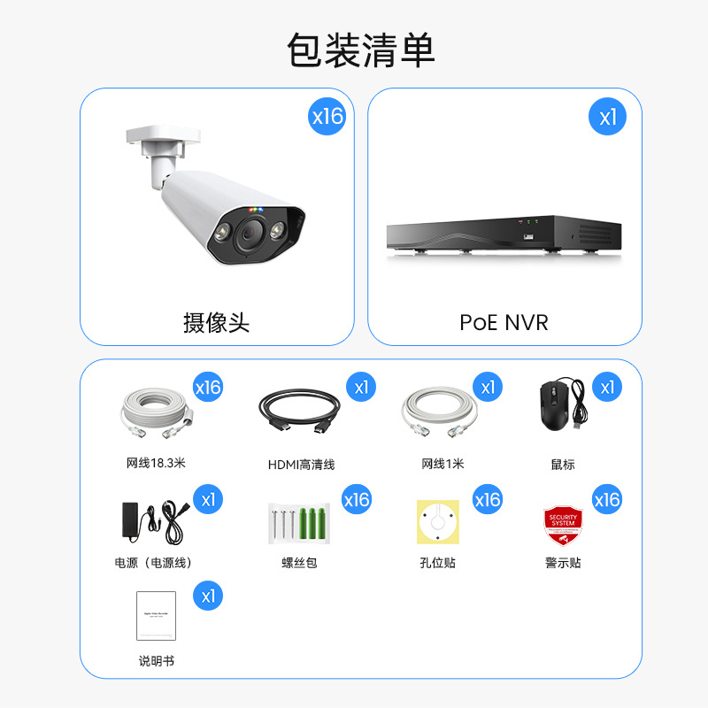 Zhoushi HD POE iç ve dış mekan kamera seti