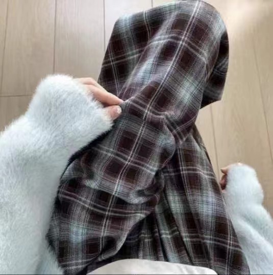 格子とベルベットのワイドパンツ女性冬の新型学生は腰がゆったりしているストレートで、子羊のベルベットの保温カジュアルパンツを厚くしている|undefined