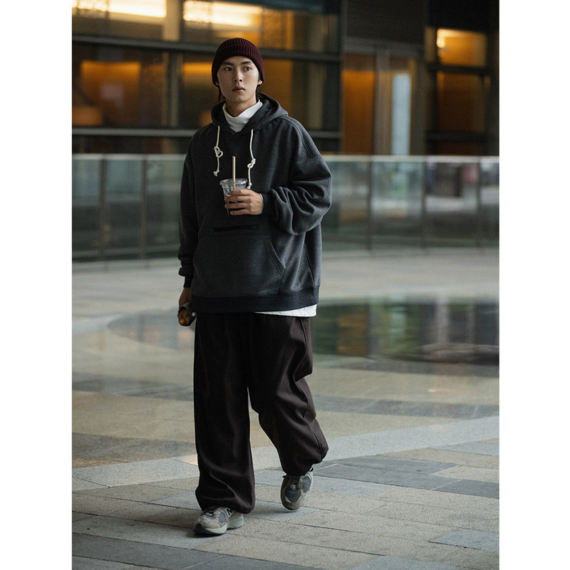 City Fanpin 2022 Winter Basic 5-color Loose cityboy Fleece Thickened Hooded Sweater Cotton