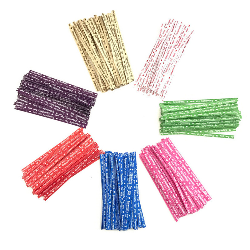 烘焙包装牛皮纸扎丝 彩色扎条 面包包装袋扎绳 棒棒糖封口铁扎带