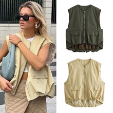 O 40130 Loose Vest with Pleated Hem ���屳�� ŷ���羳