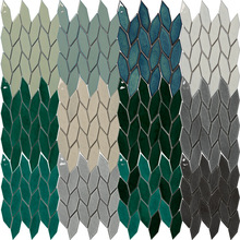 南城北爱墨绿金色冰裂菱形树叶马赛克民宿餐厅吧台酒店卫生间墙砖