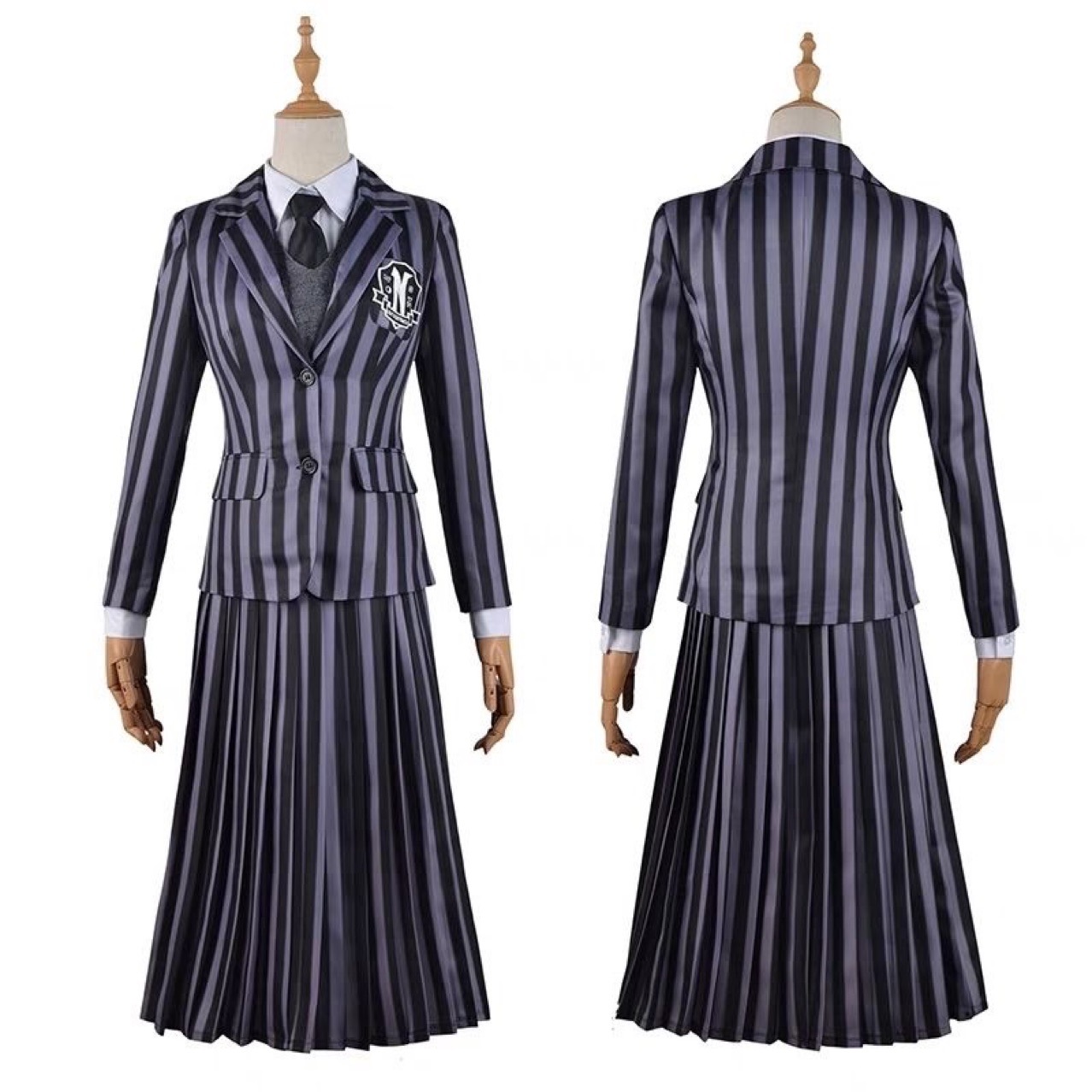 Halloween Hot Sale Addams Family Cos Suit Wednesday Addams Black and Gray School Uniform Cosplay Suit