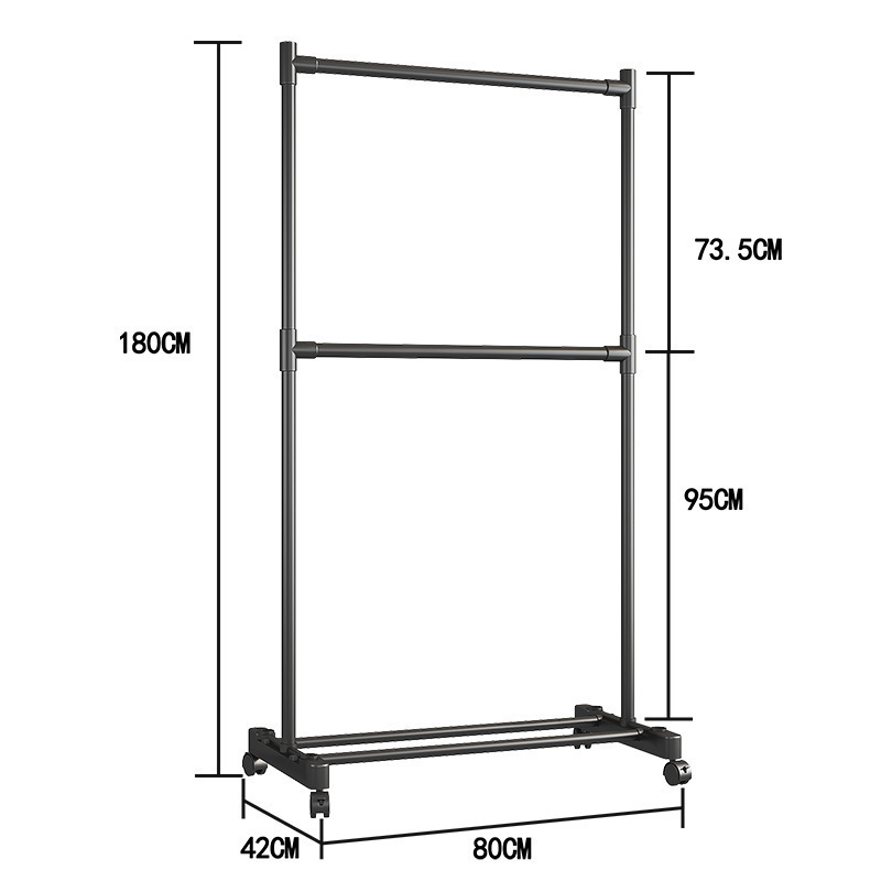 Fábrica directa de ruedas percha de ropa de una sola barra barra de ropa de una sola capa barra de ropa de doble barra barra de ropa de doble capa barra de ropa