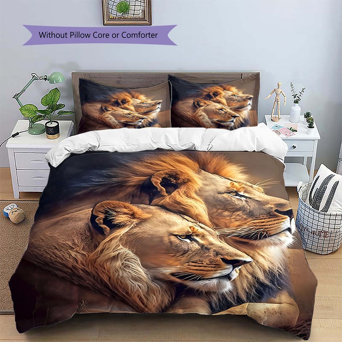 TEMU / JIT textil doméstico molido impresión digital ropa de cama kit león patrón creativo fuente fábrica