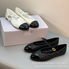 莞产顶版！2025小香风新款经典菱格玛丽平底单鞋高跟鞋芭蕾舞鞋