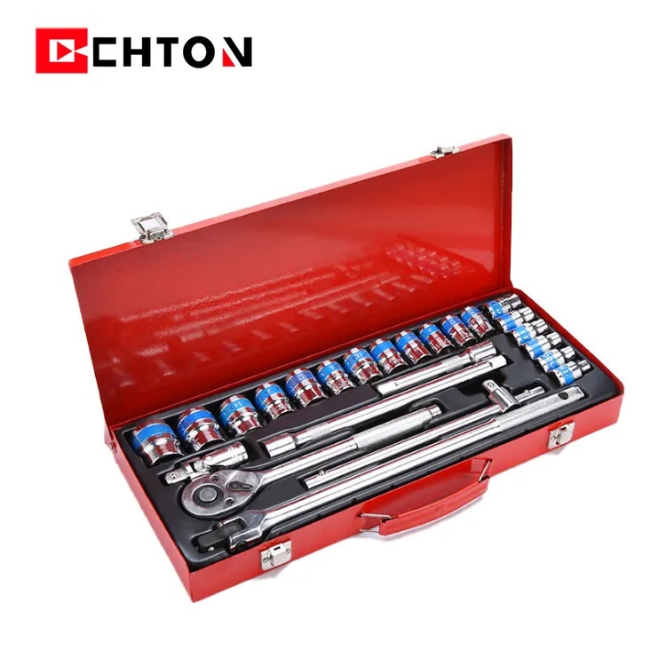 24 piezas de acero al cromo vanadio reparación de automóviles mango de luz rápida llave de trinquete f varilla azul cinturón manga caja de hierro herramienta traje