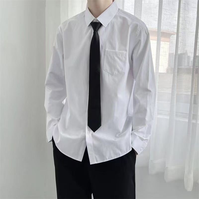 White Shirt Versatile for Men, Dk Academy Style, Loose Fit, Large Size Student Class Uniform Shirt, Japanese Style Student Class Uniform Manufacturer