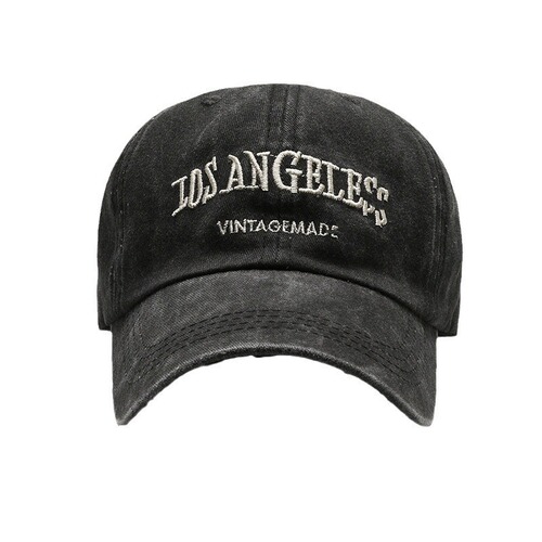 Vintage men's wide-brimmed retro face-shape baseball cap with weathered water-wash effect, trendy embroidery duckbill hat for women.