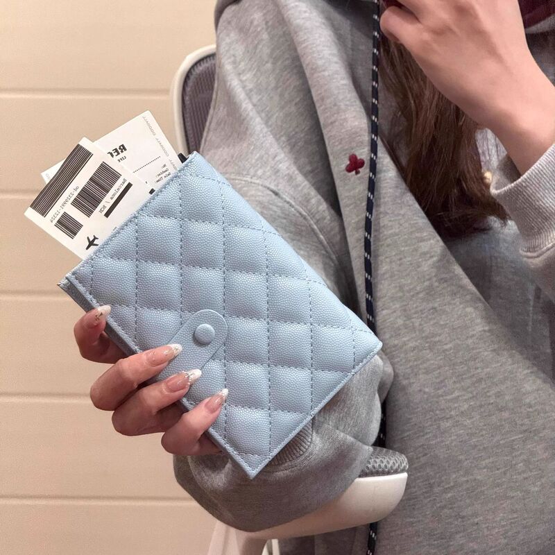 Passport Holder Wallet All-In-One Korean Style Simple Overseas Travel Passport Invoice Storage Wallet Women's Light and Compact