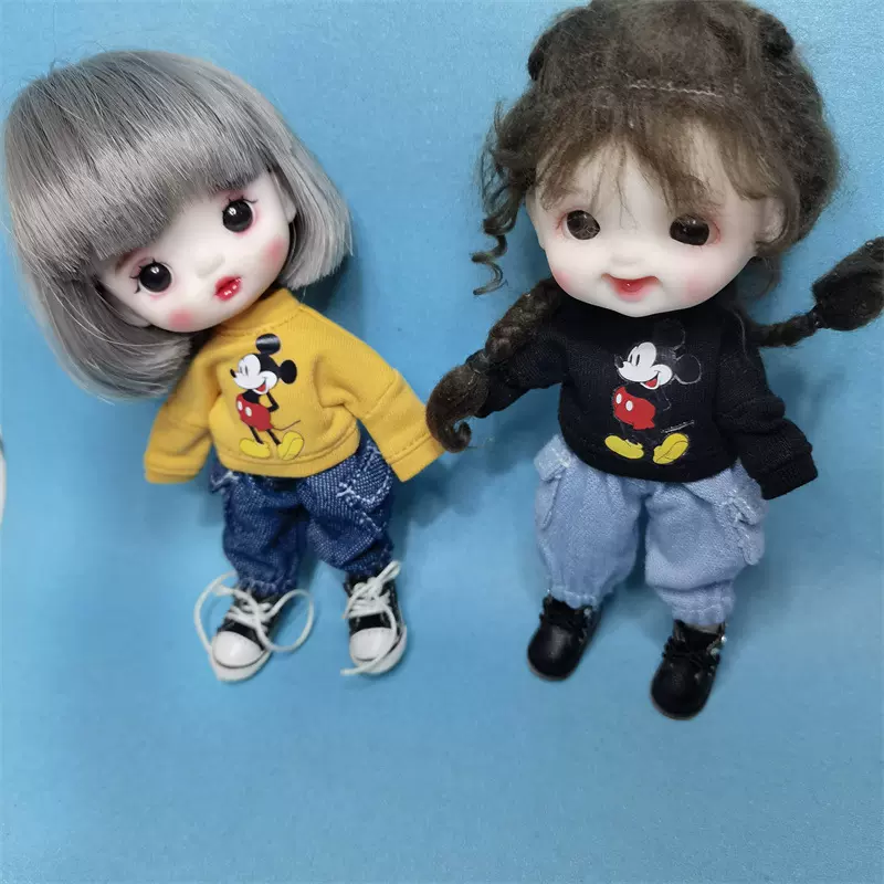 ob11娃衣GSC粘土娃娃衣服阿巳2.0小萝12分bjd条纹卫衣猪molly玩偶