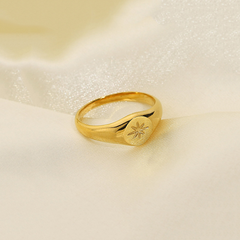 Brand glossy golden small design ring stainless steel