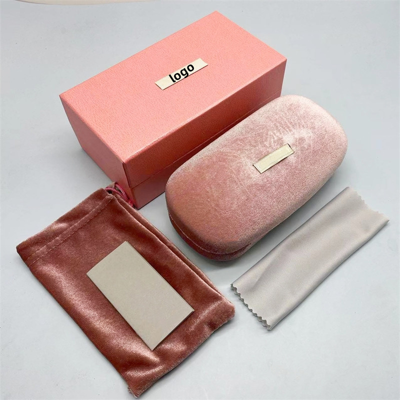 In stock wholesale high-grade flannel glasses case pink fashion elegant sunglasses box sunglasses box packaging box