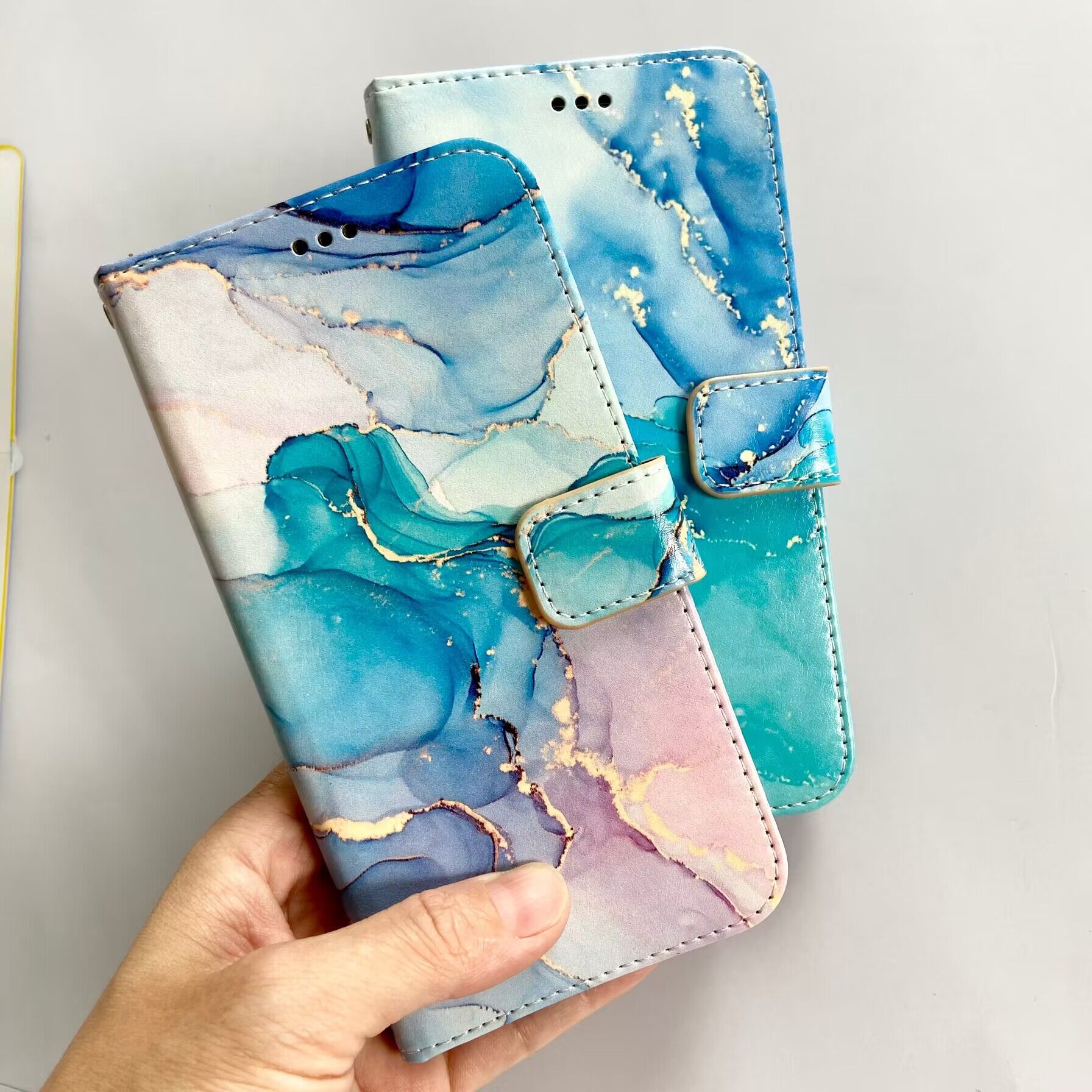 适用Nokia X30手机壳彩绘印图大理石硅胶通用保护套 万能翻盖皮套