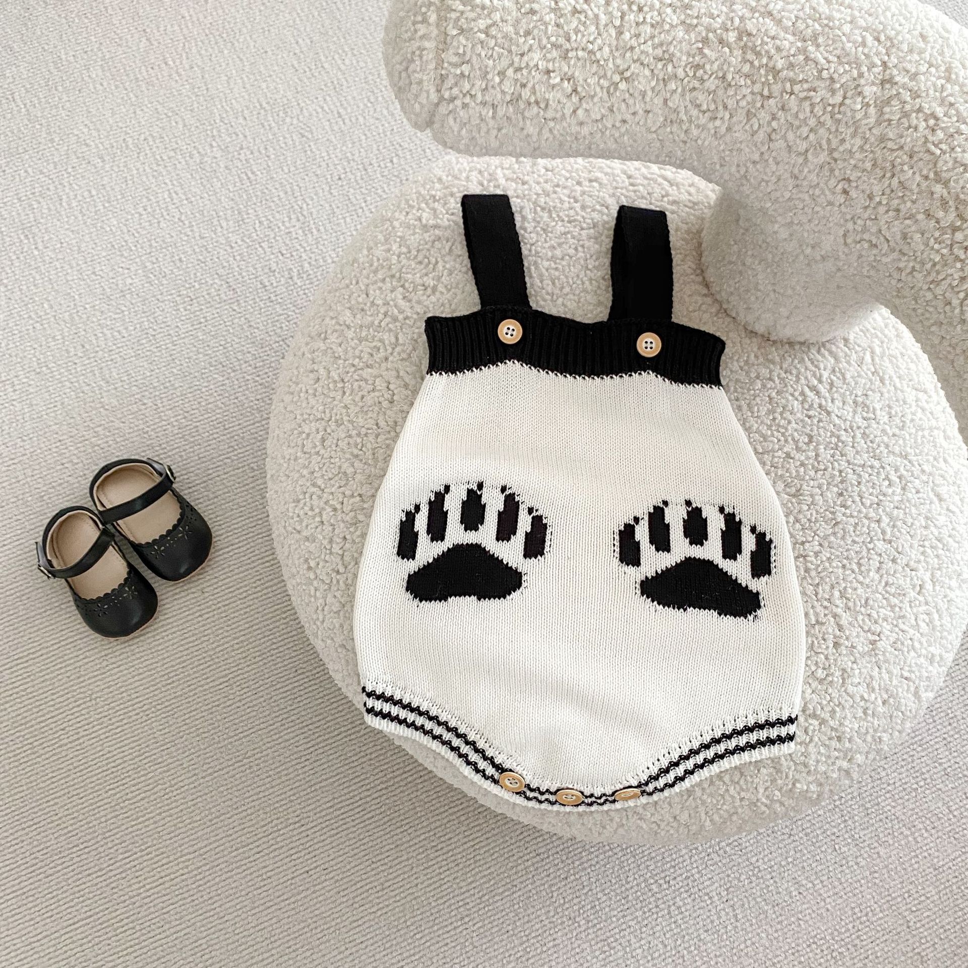 Baba kisgyermek őszi ruhák 2024 férfi és női baba pulóverek panda jacquard kötött hosszú ujjú felső szett_voghion.com