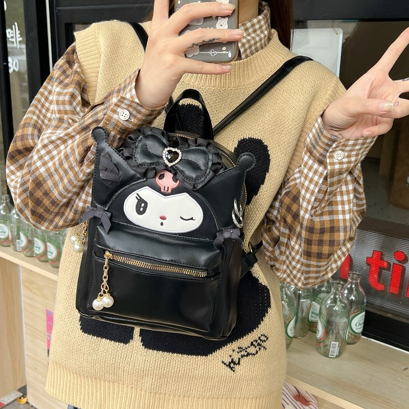 2025新款个性少女心可爱学生双肩包高级感PU皮背包出游卡通女包