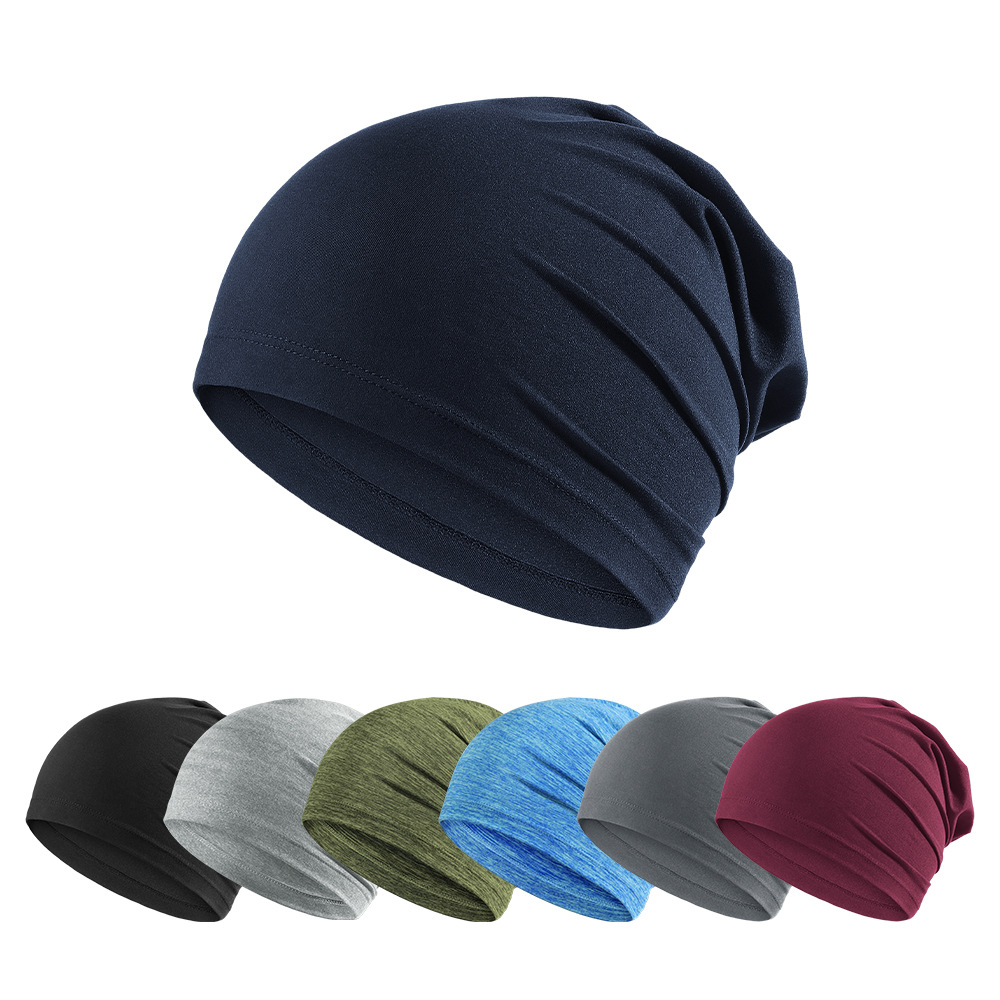 Cross-Border Thin Style Fashion Versatile Beanie Hat Solid Color Windproof Quick-Dry Running Sports Headscarf Maternity Postpartum Hat