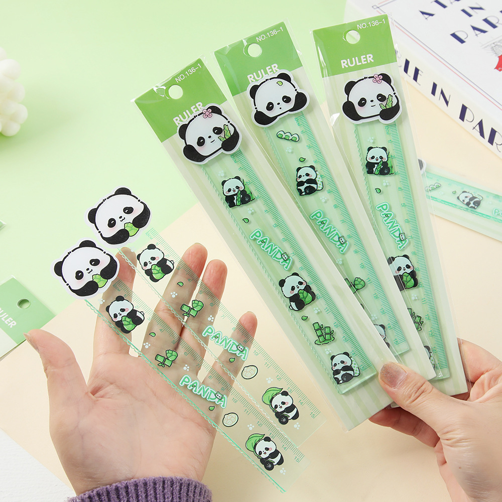 Círculo animado panda regla recta 15cm de alto valor nominal de papelería de estudiantes de primaria regla de onda baja grado artículos de papelería de estudiantes