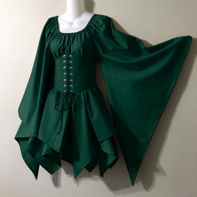Wish New European and American Long Sleeve Women's Renaissance Medieval dress Festival Dress